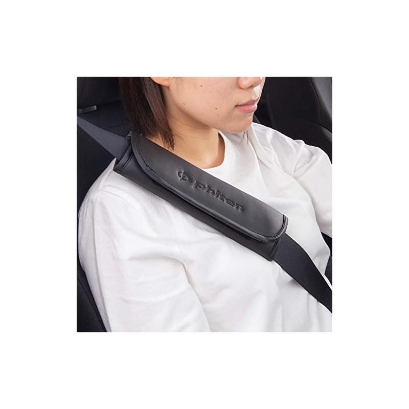 Bonform Phiten 7426-16BK Phiten Leather Seat Belt Pad with Aqua