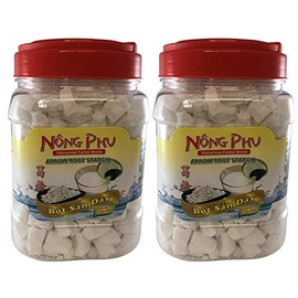 Arrow Root Starch Bot San Day Arrowroot Flour, 17.6 Ounce (500 gram) Reclosable Jar, Crunchy Chunk Powder from Vietnam, Pack of 2 Jars