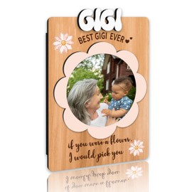 CTLHKY Gigi Magnetic Photo Frame, Best Gigi Ever, Cute Fridge Magnet Photo Frame For Nana Mimi, Mini Floral Wooden Picture Frames For Refrigerator Locker -A18
