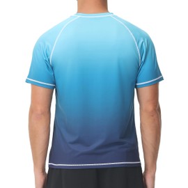 YuKaiChen Rashguard Men's Swimming Shirt, Quick-Drying, Breathable Swimming T-Shirt with Short Sleeves, Rash Guards, Water Sports for Men, Colour gradient blue
