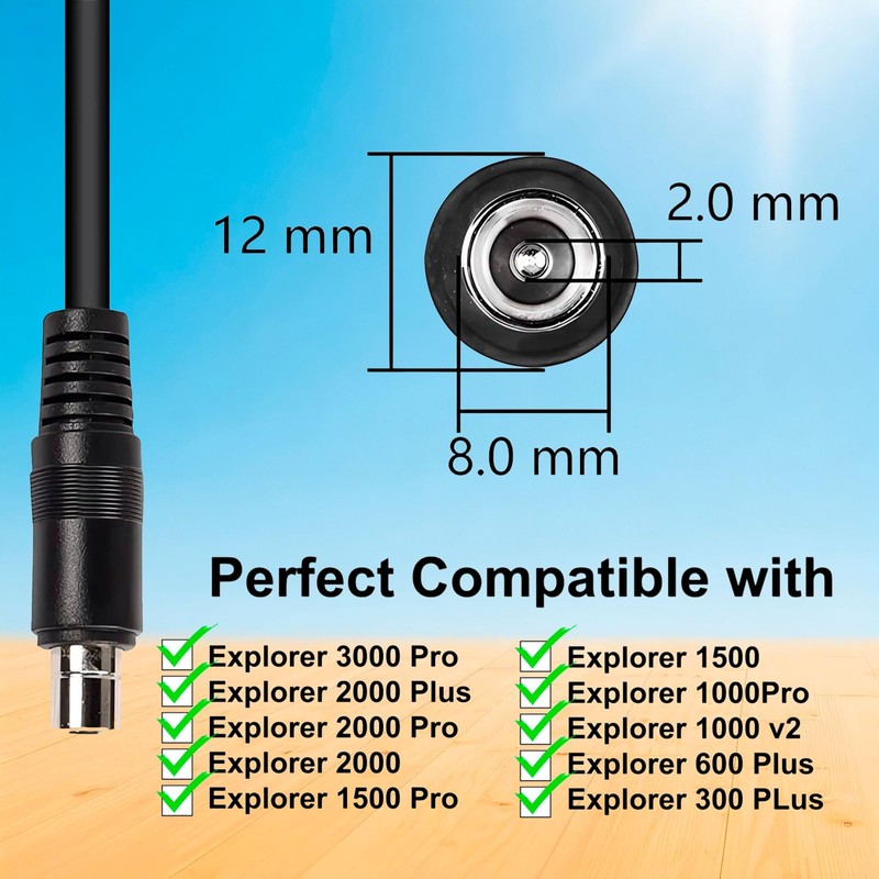 iHaospace Solar Connector to DC 8020 Extension Cable 6.56FT /