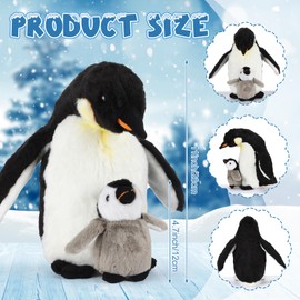 MiniInflat Set of 2 Penguin Stuffed Animals Mom and Baby Mini Penguins Realistic Penguin Toys Stuffed Penguin Cute Penguin Plush Toy Gifts for Boys and Girls Baby Shower Decorations Nursery Decor