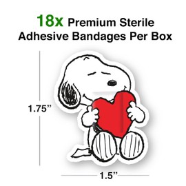 GAMAGO Peanuts Snoopy Adhesive Bandages - Set of 18 Individually Wrapped Self Adhesive Bandages - Sterile, Latex-Free & Easily Removable - Funny Gift & First Aid Addition