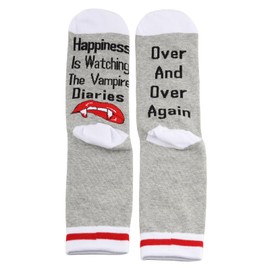 PXTIDY Vampire Inspired Gift Novelty Socks Happiness Is Watching Vampire TV Show Socks TVD Merchandise Vampire TV Series Gift
