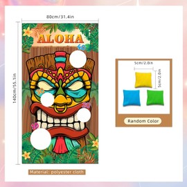 EULAPGOE Hawaiian Bean Bag Toss Game Banner with 3 Throwing Bean Bags, Luau Throwing Games for Adults, Aloha Bean Bag Game for Tiki Bar Accessories and Tropical Party Decorations Indoor Outdoor