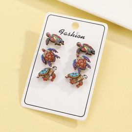 Wendalern Bohemian Starfish Shell Crab Turtle Earrings Set Wood Printed Pattern Stud Earrings Ethnic Ocean Statement Earrings Jewellery for Women, Wood, No Gemstone