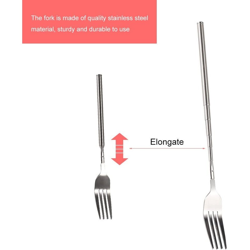 Stainless Steel Retractable Extendable Fork - 64cm to 25.4inch, Perfect
