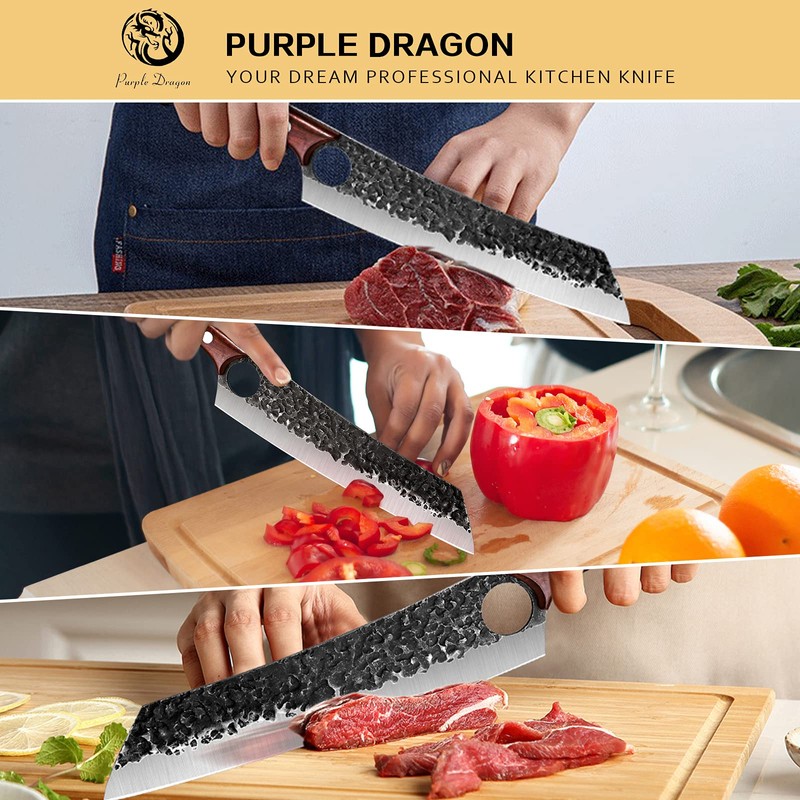Purple Dragon Chef Knife Meat and Vegetable Cleaver Hand Forged