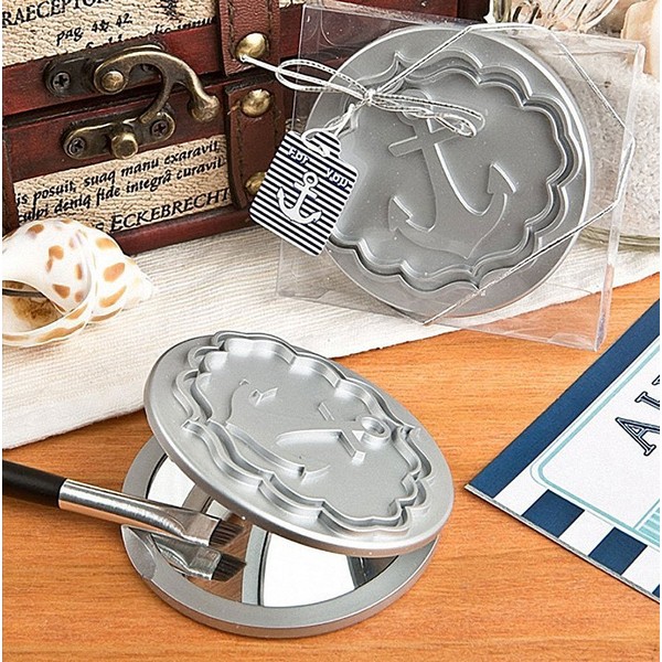 Round Compact Mirror With Anchor Design