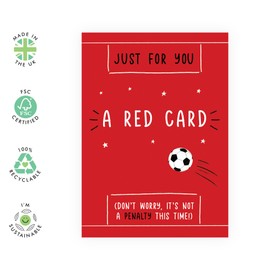 Funny Football Birthday Card - Red Card Joke - Gifts for Dad, Brother, Boyfriend, Friend, Him, Guys, Men, Boys- Penalty Kick - Comes with Fun Stickers