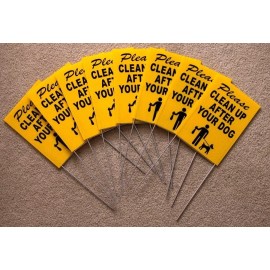 Harrington Signs 8 PLEASE CLEAN UP AFTER YOUR DOG  7"X9" Plastic Coroplast Signs w/ Stakes  b/y