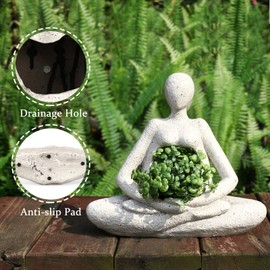 Aclema Planters for Outdoor Indoor Plants Succulent Planter Plant Flower Pots Unique Head Face Garden Vase with Drainage Hole Woman Yoga