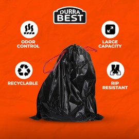 Heavy-Duty Trash Bags – 30 Gallon | 90 Bags - Black Ultra Thick Drawstring Garbage Bags – Leak-Resistant for Home & Commercial Use - Big Trash Bags