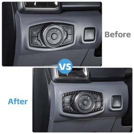 DIYUCAR Car Styling for Ford Ranger Everest Endeavour 2015-2021 Car Headlight Switch Buttons Decoration Frame Trim Sticker (Carbon Fiber)