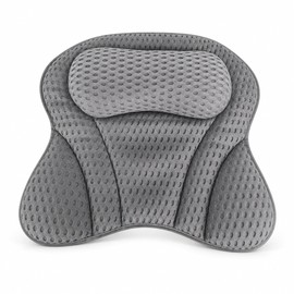 Bath Pillow for Tub with Suction Cups – Soft 4D Mesh Bathtub Pillow, Non-Slip Spa Cushion for Neck and Back Comfort