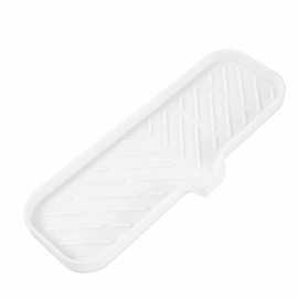 MicoYang Silicone Bathroom Soap Dishes with Drain Spout-Bathroom and Kitchen Sink Organizer,Sponge Holder,Dish Soap Tray,Perfect for Dispenser,Scrubber,Bottle,Cup on Sink or Counter-White 12"×4"