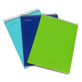 Mintra Office TOP BOUND Durable Spiral Notebooks (Teal, Blue, Green, College Ruled 3pk)