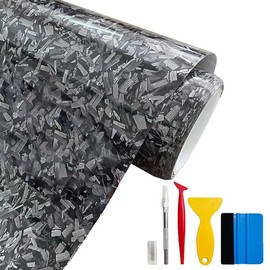 Forged Carbon Fiber Vinyl Wrap, High Gloss Car Wrap Vinyl Roll, Auto DIY Decal Film Sheet with Air Release Technology, Self-Adhesive Car Wrapping 1ft x 5ft:_Silver