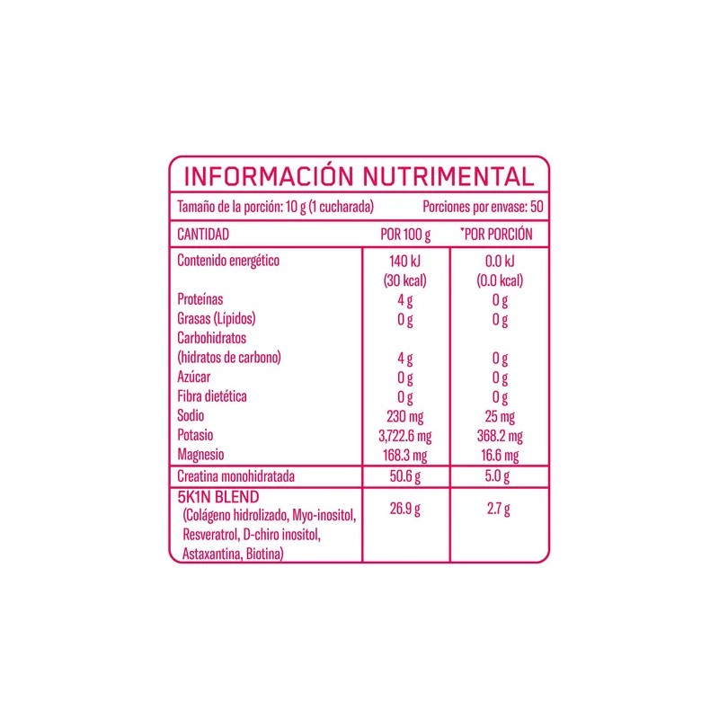 Elemental Creatina Monohidratada Plus Para Mujer Sabor 500g