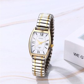 JewelryWe Women's Elastic Watch Easy Reader Square Analog Quartz Stretch Band Wristwatch for Christmas