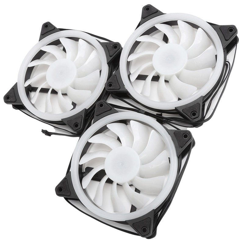 3Pcs Computer Chassis Cooling Fan Mute 6‑Pin Dual RGB Lights