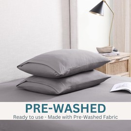 Casa Platino 4 Pack Pillow Cases - Standard Size 50x75 cm - Pre-Washed 100% Brushed Microfiber with Envelope Closure – Wrinkle Resistant and Soft - Grey