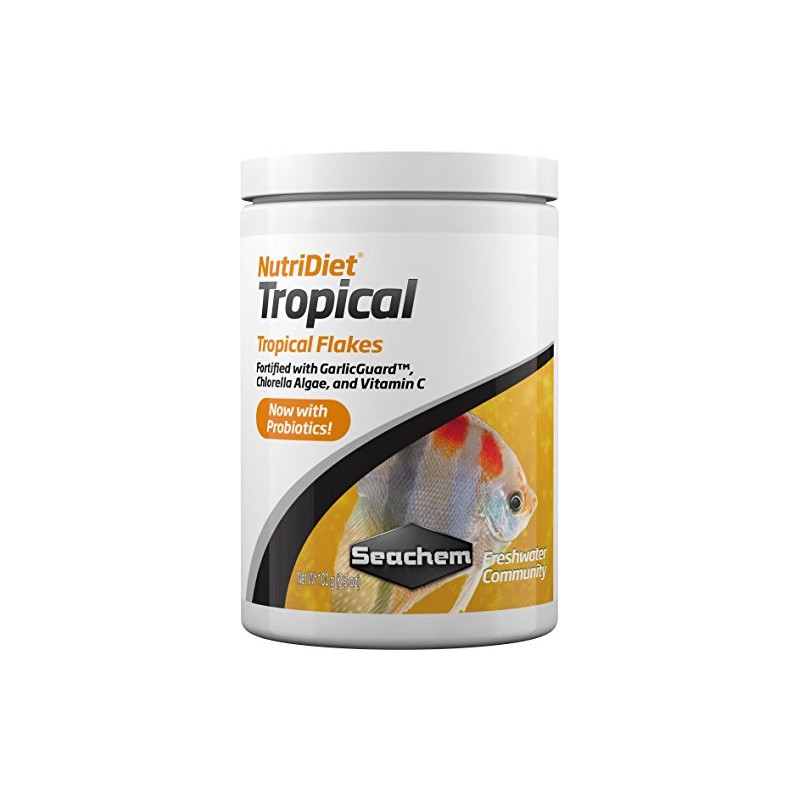 Seachem NutriDiet Tropical Flakes - Probiotic Fish Food Formula with