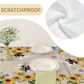 artslion Rectangle Waterproof 60x102in Wipeable Table Cover Non-PVC Fabric Bee Designs Indoor Outdoor Use
