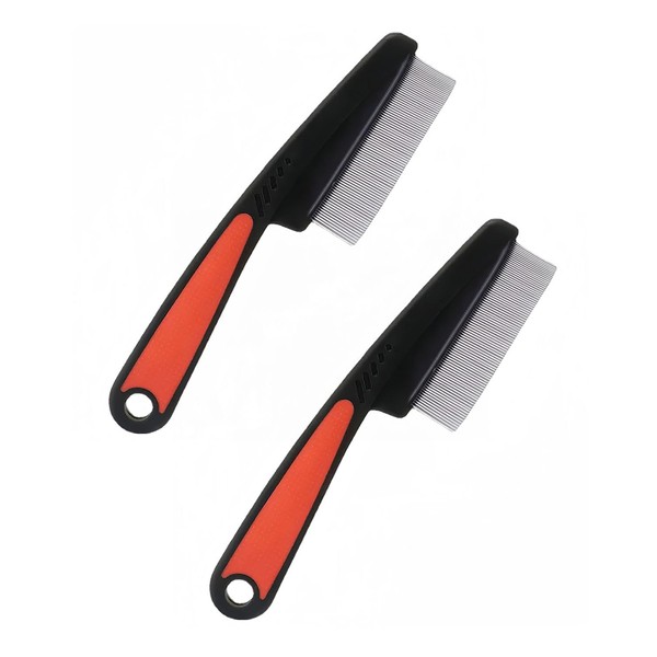 HSIXHAF Pack of 2 Flea Comb for Dogs Cats Professional