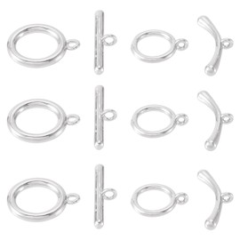 10 cierres de joyería de palanca planos, redondos, con cierre de barra en T, para mujeres, hombres, pulseras, collares, joyería