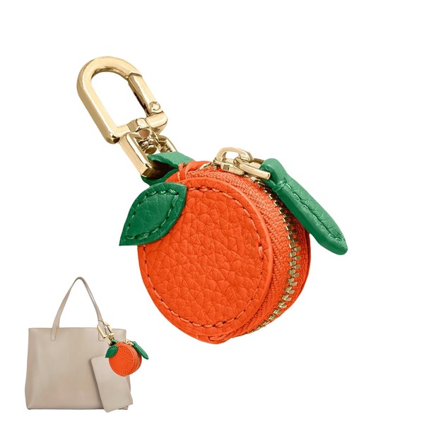 JXAXD Orange Fruit Bags Charm, Keyring Oranges, Leather Bag Charm,