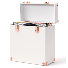 Vinyl Storage and Carrying Case - Waterproof LP Caddy, Dustproof Portable Organizer, Collector's Showcase - Holds 50 7-12 Inch Records - Ideal for Theater Rooms and Rare Collections