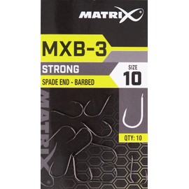 Matrix MXB-3 Size 18 Barbed Spade End Black Nickel Super Sharp Strong Wide Gape Hooks perfect for Bigger Baits