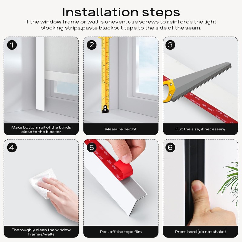 WINSMAR 100% Blackout PVC Light Blocking Strip for Window Shades