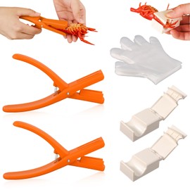 Crawfish Peelers Set, Efficient Portable Crawfish Shucker Crawfish Sheller Seafood Tool Universal Shrimp Peeler Crayfish Shelling Device for Peeling Cooked Shrimp Tails (Orange, White)