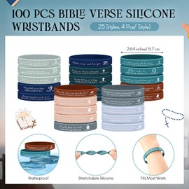 Cunno 100 Set Plan of Salvation Gospel Tracts Cards Bookmarks and Bible Verse Silicone Bracelets Bulk for Evangelism Scripture Pocket Prayer Gifts for Women Men Ministering