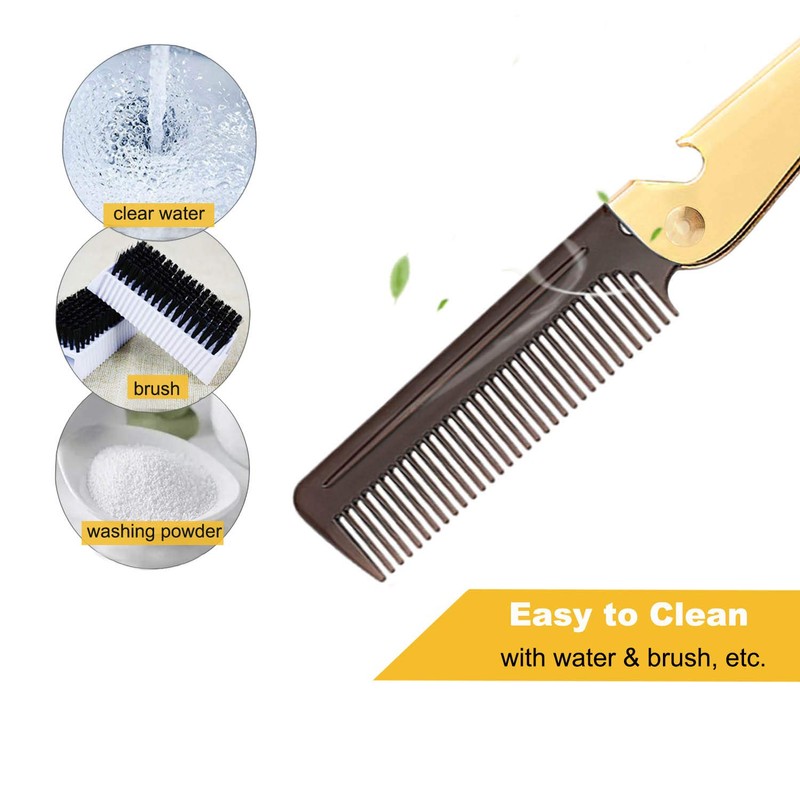 Stainless Steel Folding Comb, Pocket Comb for Men and Women,