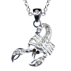 Necklace and pendant necklace Scorpion real sterling silver 925 zirconia crystals Scorpion rhinestone love faith hope emotion symbol motif style object white extravagant new good fashionable clear