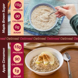 ProtiDIET High Protein Oatmeal, Maple Brown Sugar and Apple Cinnamon - 14 Packets - Sugar Free Instant Oatmeal - High Protein Oats, Rich in Fiber - Healthy Breakfast