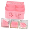 GRIRIW 5 Compartment Plastic Storage Box Decorative Rattan-Like Basket Stackable