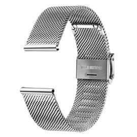 Xiruve Stainless Steel Mesh Quick Release Replacement Strap for Men and Women, 12–24 mm, Silver