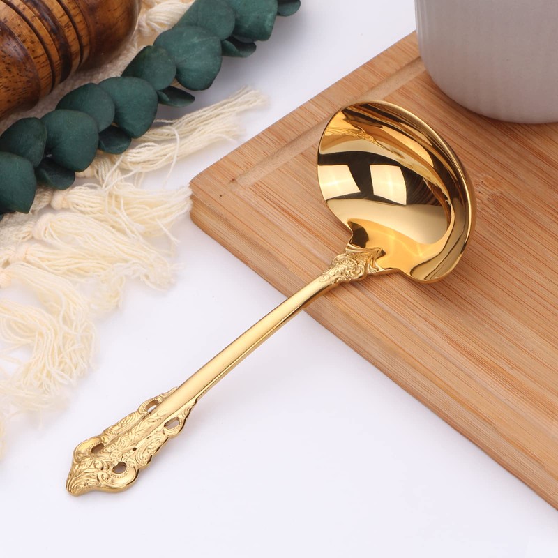 Mafier 2 Piece Stainless Steel Gold Gravy Ladle 1 oz.