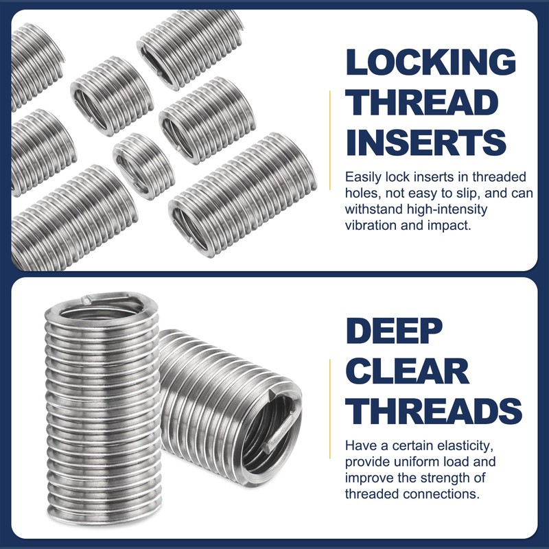 sourcing map 80pcs Wire Thread Insert Kit M8 x 1.25