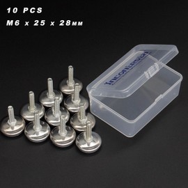 Incontesta 10 Pcs Adjustable Furniture Levelers Screw, M6 x 25 x 28mm Screw on Furniture Glide Leveling Feet Adjustable Leveler Pad