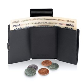 ZNAP Credit Card Case Wallet for Men RFID Protection Anti-Skimming, Slim Minimalist Aluminum Coin Purse Holds 8/12 Cards, Black