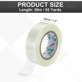 MECCANIXITY Strapping Tape, 1.4 Inch x 55 Yards Reinforced Packing Tape Filament Tape Heavy Task Packing Transparent 5.9 Mil Grid for Package Transport Electric Equipment Packaging