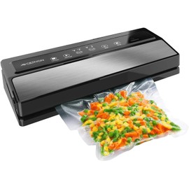 GERYON Vacuum Sealer, Vacuum Sealer Machine for Food Storage with Sealer Bags & Roll, Automatic Food Sealer for Sous Vide, Compact Design, LED Lights, Easy to Clean, Dry & Moist Modes (Silver)