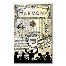 Art Plates - Decorative Printed 2 Port Data Wall Plate, RJ11 Telephone Jack Connector with RJ45 (Cat5, Cat6, Cat7) Ethernet Connector, Gold-Plated - Harmony