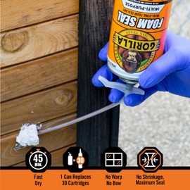 Gorilla Spray Foam Sealant, Light Gray Color, 12 Ounce (Pack of 2) - Multi-Purpose Expanding Foam, Polyurethane Spray, Fills Gaps & Cracks