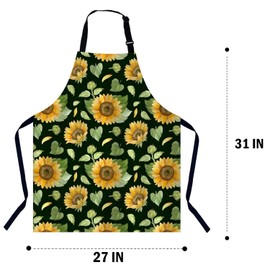 BGBDEIA Sunflowers Kitchen Apron for Women Men, Unisex Adjustable Cooking Apron, Waterproof Apron for Home Kitchen, Restaurant, Coffee House